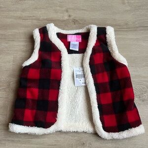 Goodlad fleece Toddler Girls Plaid Red Black Winter Festive Vest 2T 3T